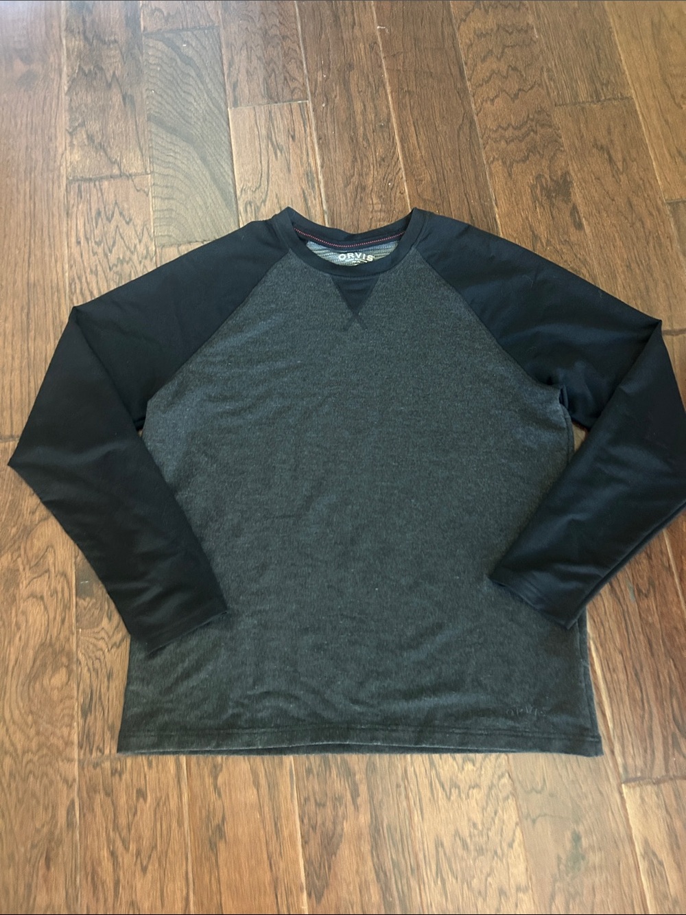 Orvis Men's Charcoal Body with Black Raglan Long Sleeve Shirt